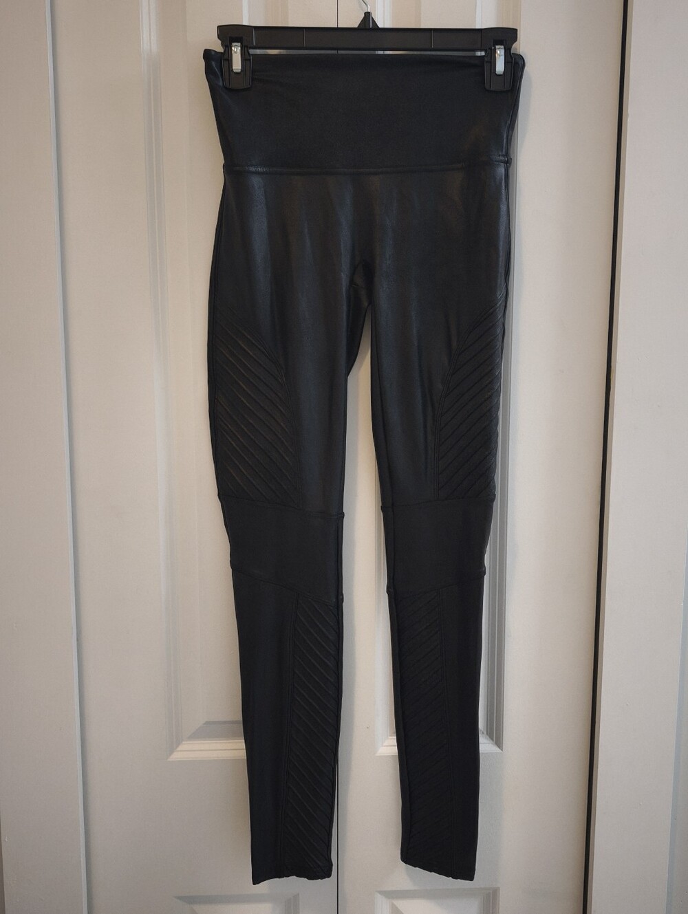 SPANX Faux Leather Moto Leggings Black Size Medium High Rise 20136R